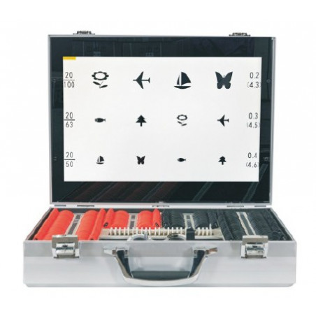Valise de tests d'optométrie avec écran LCD et lentilles d'essais
